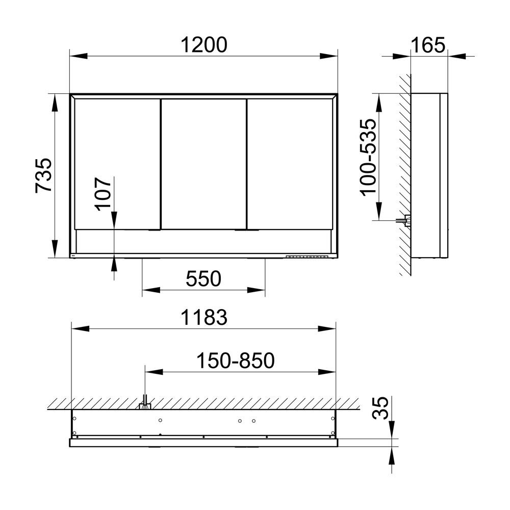 Keuco Royal Lumos Spiegelschrank Wandvorbau 3-türig kurze Tür, mit Spiegelheizung 12... KEUCO-14305171304 4017214929351 (Abb. 2)