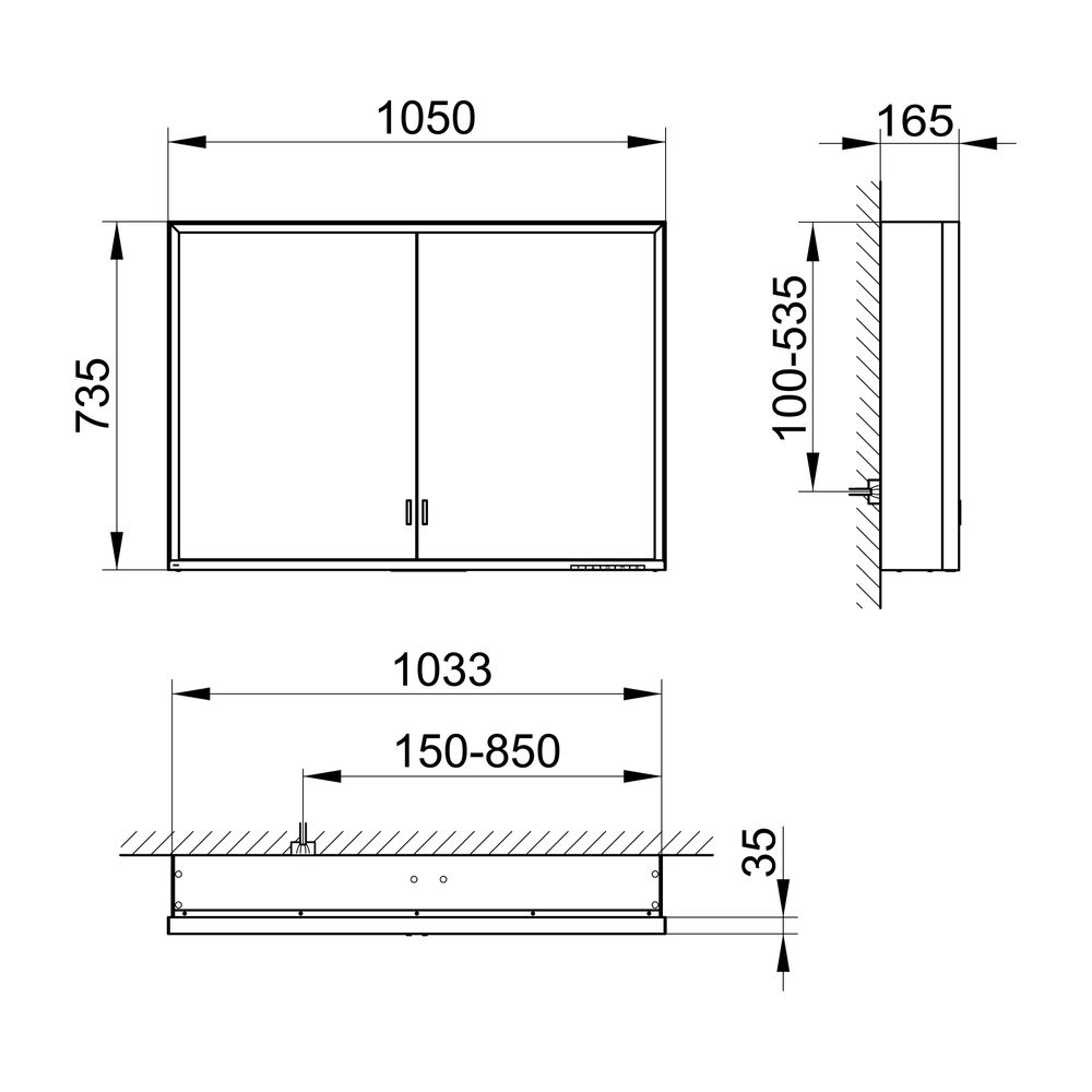 KEUCO Spiegelschrank Royal Lumos 14308, ohne Ablagef., Vorbau, silber-eloxiert, 1050... KEUCO-14308172301 4017214843527 (Abb. 2)