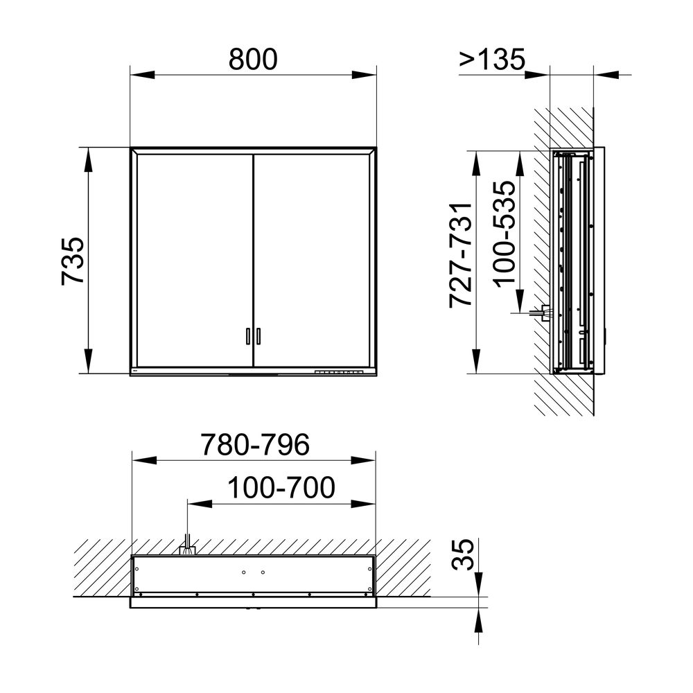 KEUCO Spiegelschrank Royal Lumos 14312, ohne Ablagef., Einbau, silber-eloxiert, 800x... KEUCO-14312172303 4017214843800 (Abb. 2)