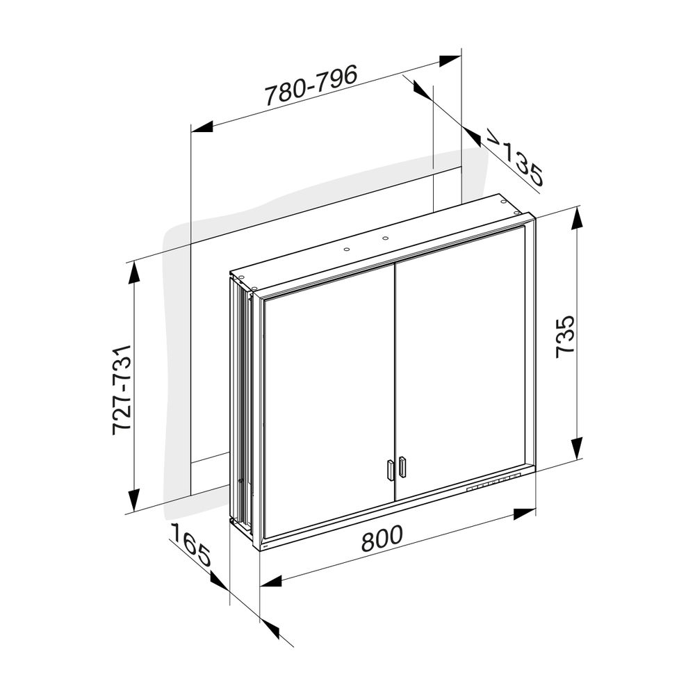 KEUCO Spiegelschrank Royal Lumos 14312, ohne Ablagef., Einbau, silber-eloxiert, 800x... KEUCO-14312172303 4017214843800 (Abb. 3)