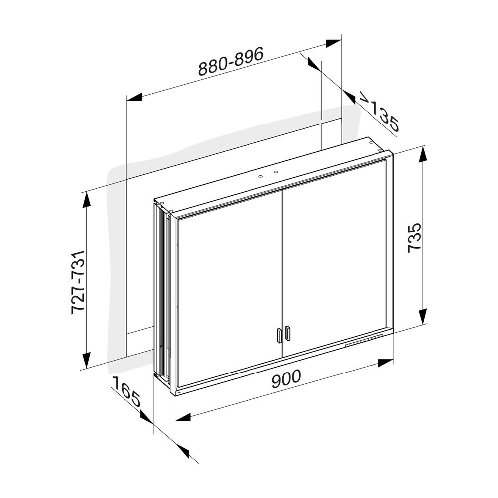 KEUCO Spiegelschrank Royal Lumos 14313, ohne Ablagef., Einbau, silber-eloxiert, 900x... KEUCO-14313172303 4017214843893 (Abb. 3)