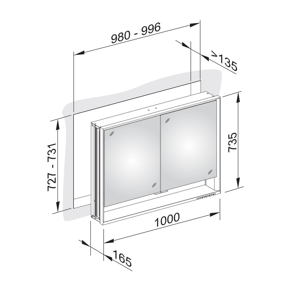 KEUCO Spiegelschrank Royal Lumos 14314, mit Ablagef., Einbau, silber-eloxiert, 1000x... KEUCO-14314171303 4017214694709 (Abb. 3)