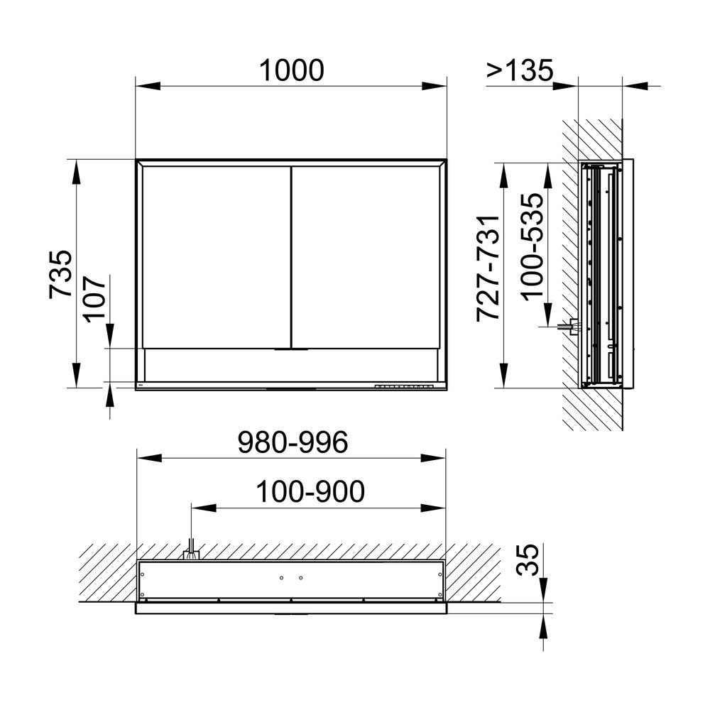 Keuco Royal Lumos Spiegelschrank Wandeinbau 2-türig kurze Tür, mit Spiegelheizung, 1... KEUCO-14314171304 4017214929993 (Abb. 2)