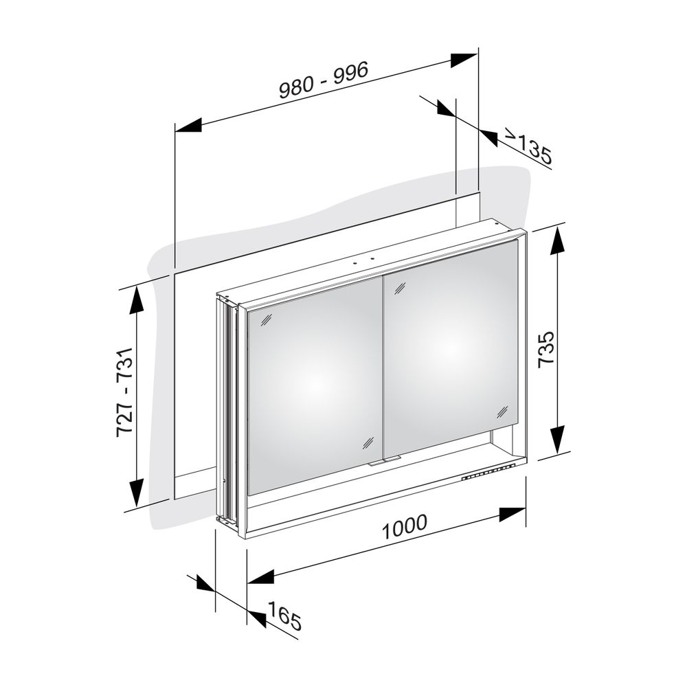 Keuco Royal Lumos Spiegelschrank Wandeinbau 2-türig kurze Tür, mit Spiegelheizung, 1... KEUCO-14314171304 4017214929993 (Abb. 3)