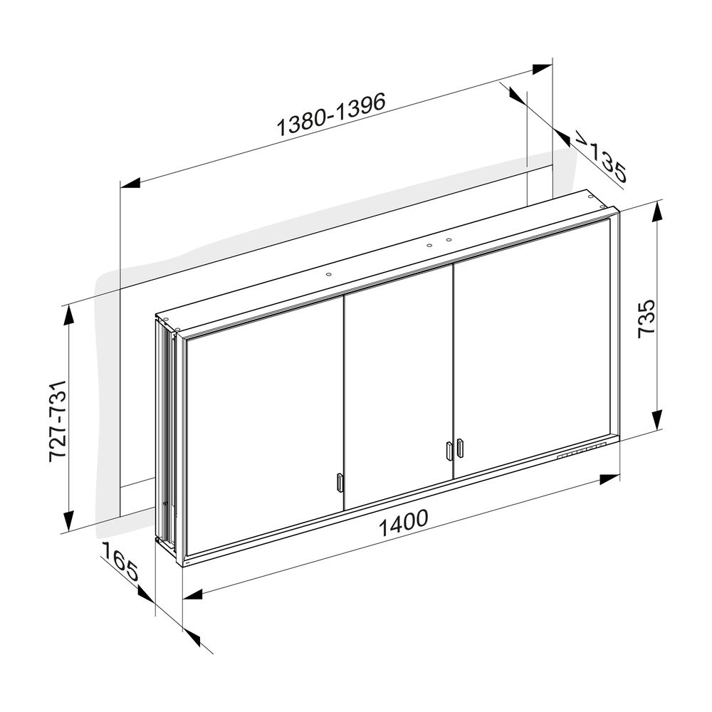 KEUCO Spiegelschrank Royal Lumos 14316, ohne Ablagef., Einbau, silber-eloxiert, 1400... KEUCO-14316172303 4017214844166 (Abb. 3)