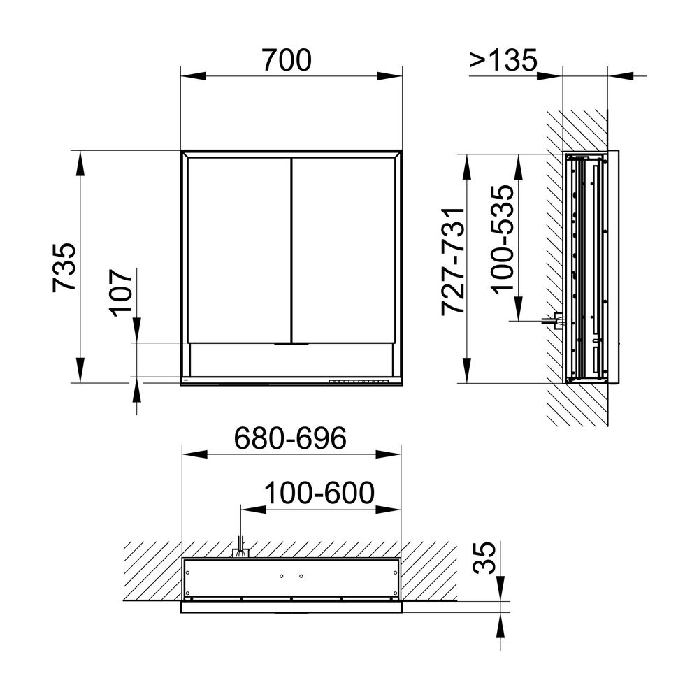 Keuco Royal Lumos Spiegelschrank Wandeinbau 2-türig kurze Tür, mit Spiegelheizung, 7... KEUCO-14317171304 4017214930234 (Abb. 2)