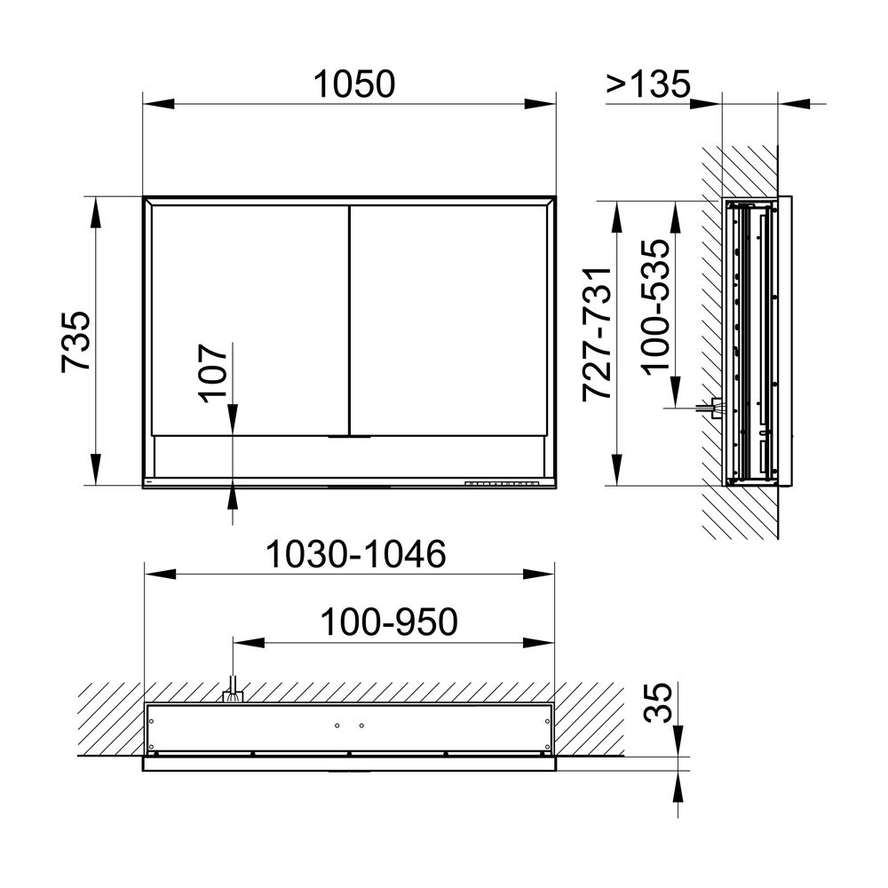 Keuco Royal Lumos Spiegelschrank Wandeinbau 2-türig kurze Tür, mit Spiegelheizung, 1... KEUCO-14318171304 4017214930319 (Abb. 2)