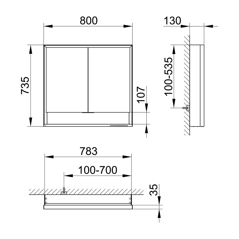 Keuco Royal Lumos Spiegelschrank Wandvorbau 2-türig kurze Tür, 800x735x130mm, Silber... KEUCO-14322171301 4017214958863 (Abb. 2)