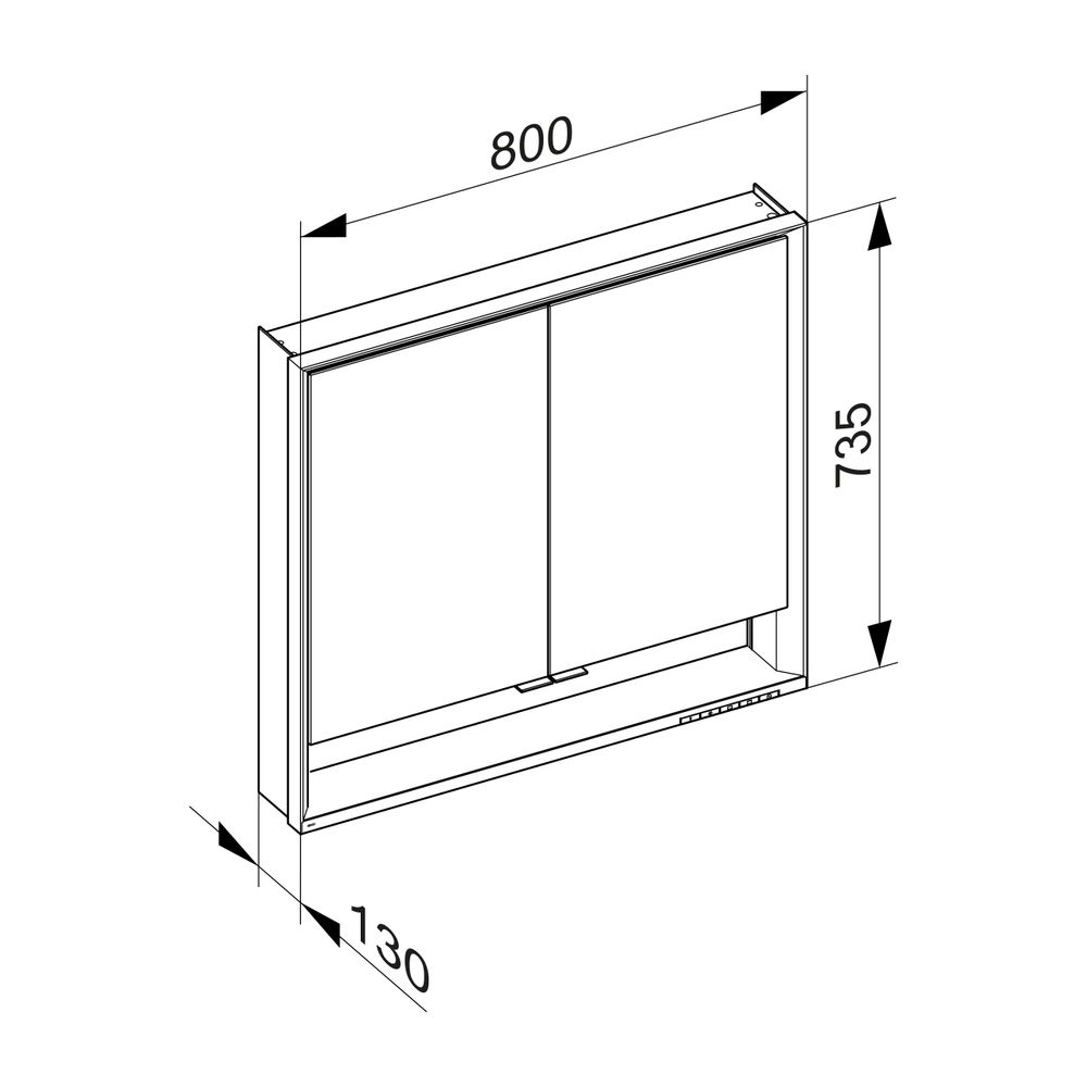 Keuco Royal Lumos Spiegelschrank Wandvorbau 2-türig kurze Tür, 800x735x130mm, Silber... KEUCO-14322171301 4017214958863 (Abb. 3)