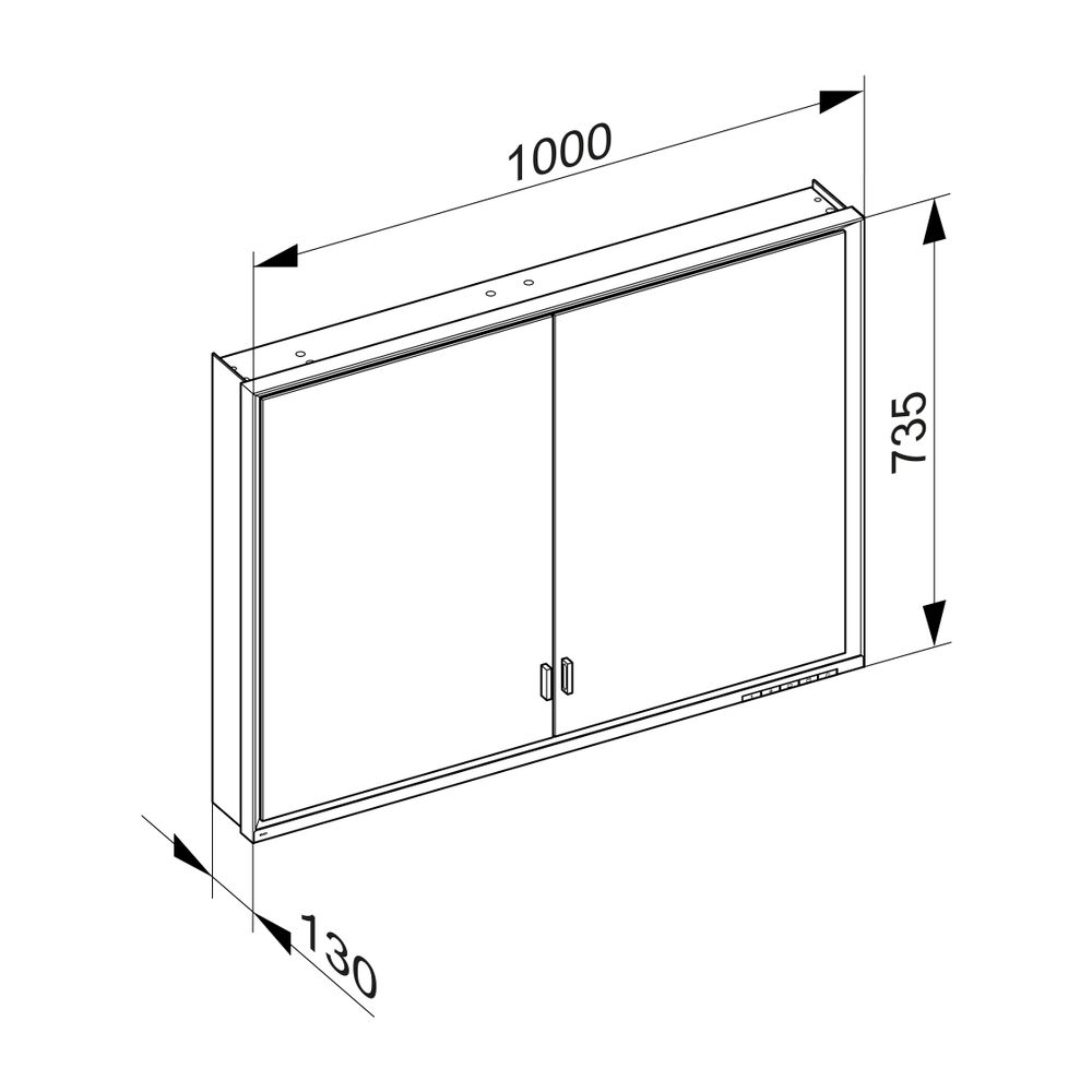 Keuco Royal Lumos Spiegelschrank Wandvorbau 2-türig lange Tür, 1000x735x130mm, Silbe... KEUCO-14324172301 4017214959556 (Abb. 3)