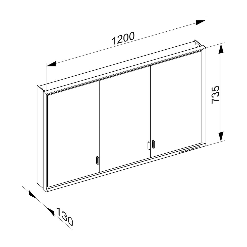 Keuco Royal Lumos Spiegelschrank Wandvorbau 3-türig lange Tür, 1200x735x130mm, Silbe... KEUCO-14325172301 4017214959815 (Abb. 3)