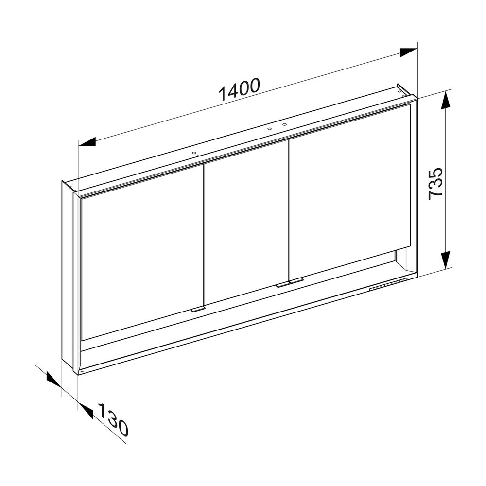 Keuco Royal Lumos Spiegelschrank Wandvorbau 3-türig kurze Tür, 1400x735x130mm, Silbe... KEUCO-14326171301 4017214959907 (Abb. 3)
