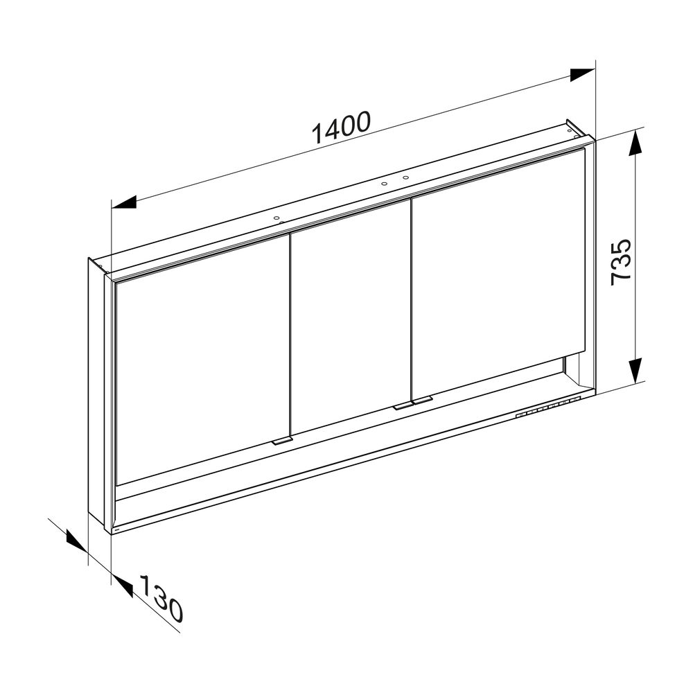Keuco Royal Lumos Spiegelschrank Wandvorbau 3-türig kurze Tür, mit Spiegelheizung 14... KEUCO-14326171304 4017214959921 (Abb. 3)