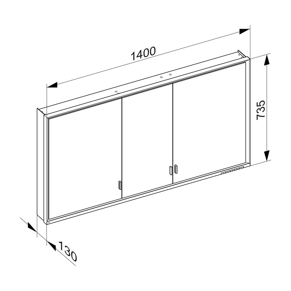 Keuco Royal Lumos Spiegelschrank Wandvorbau 3-türig lange Tür, 1400x735x130mm, Silbe... KEUCO-14326172301 4017214960071 (Abb. 3)