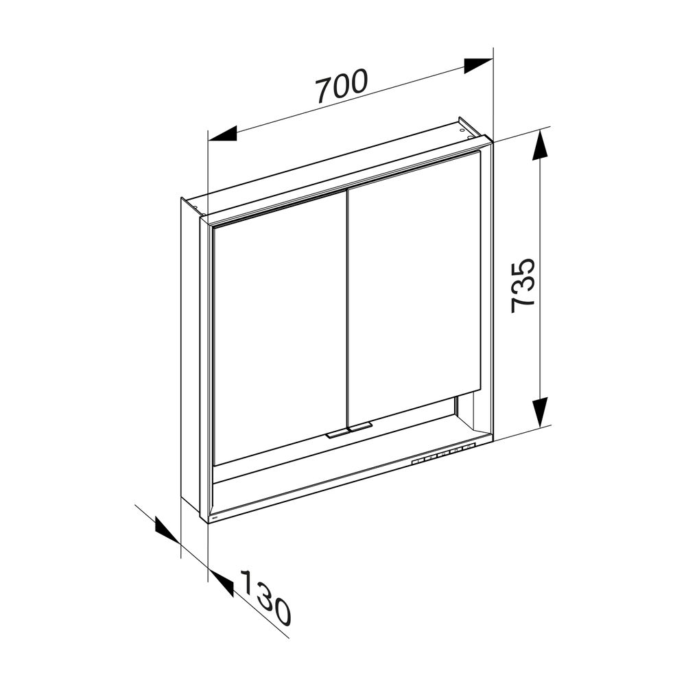 Keuco Royal Lumos Spiegelschrank Wandvorbau 2-türig kurze Tür, 700x735x130mm, Silber... KEUCO-14327171301 4017214960163 (Abb. 3)