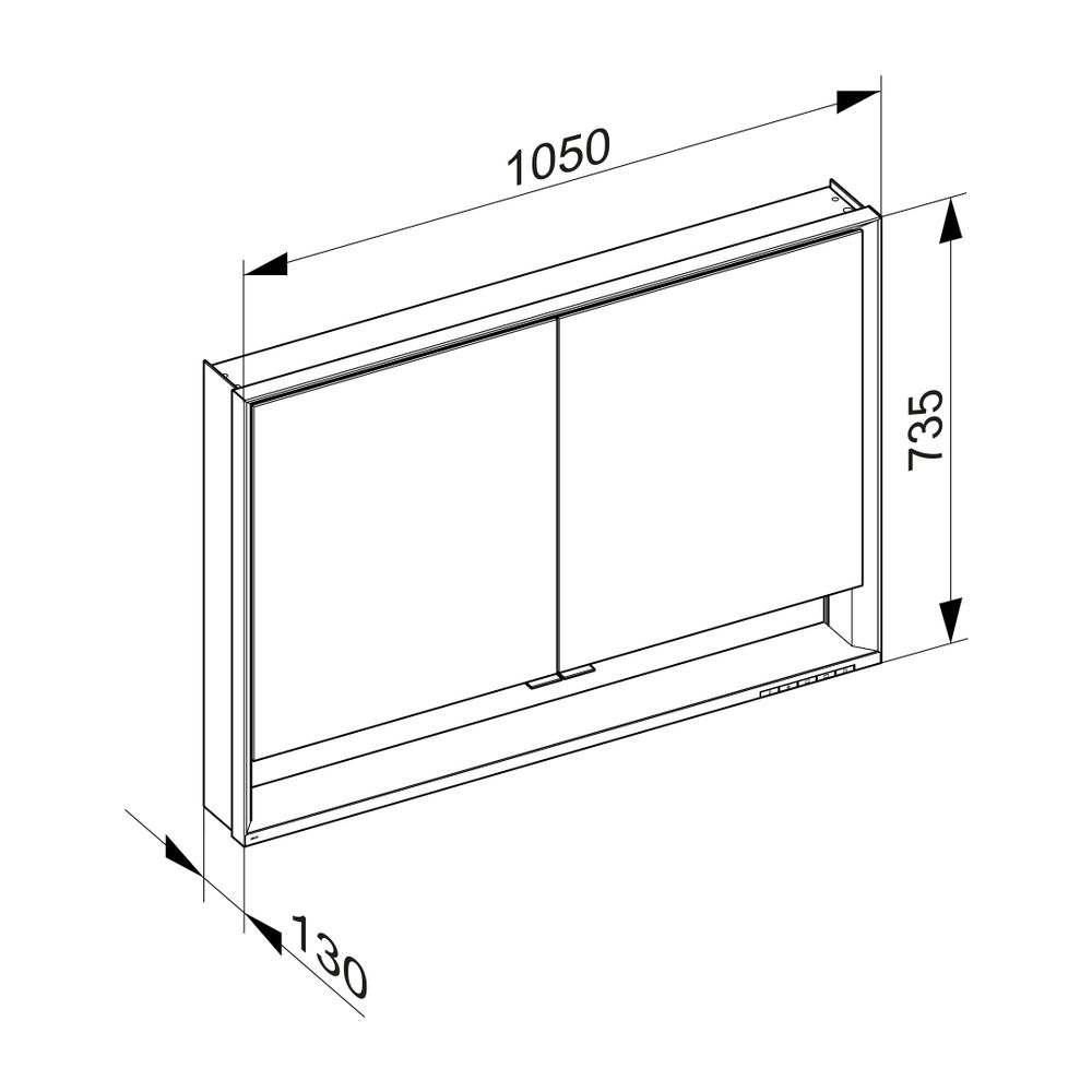 Keuco Royal Lumos Spiegelschrank Wandvorbau 2-türig kurze Tür, 1050x735x130mm, Silbe... KEUCO-14328171301 4017214960422 (Abb. 3)