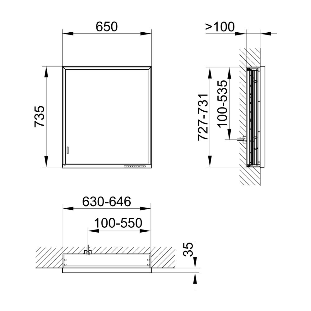 Keuco Royal Lumos Spiegelschrank Wandeinbau 1-türig lange Tür, Anschlag rechts, 650x... KEUCO-14331172101 4017214961023 (Abb. 2)