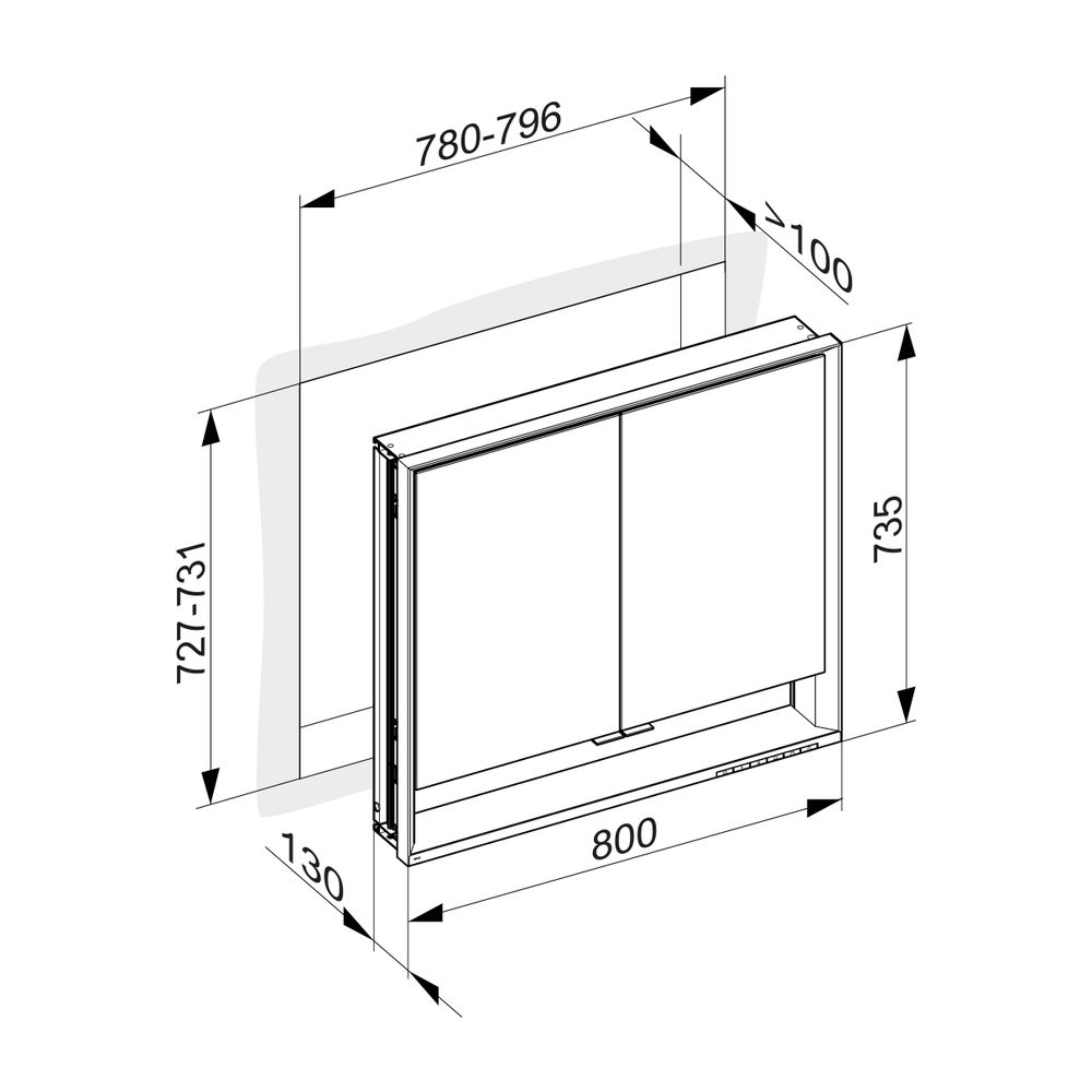 Keuco Royal Lumos Spiegelschrank Wandeinbau 2-türig kurze Tür, mit Spiegelheizung, 8... KEUCO-14332171304 4017214961221 (Abb. 3)