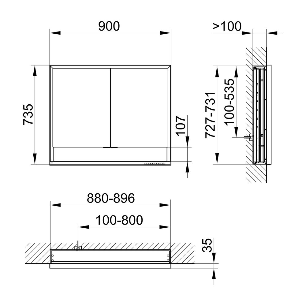 Keuco Royal Lumos Spiegelschrank Wandeinbau 2-türig kurze Tür, 900x735x130mm, Silber... KEUCO-14333171301 4017214961467 (Abb. 2)