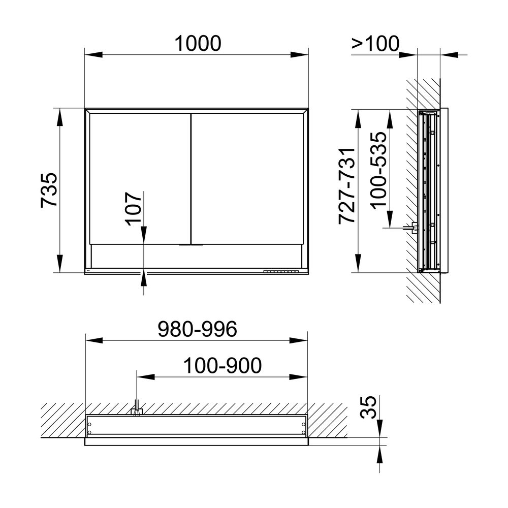 Keuco Royal Lumos Spiegelschrank Wandeinbau 2-türig kurze Tür, 1000x735x130mm, Silbe... KEUCO-14334171301 4017214961726 (Abb. 2)