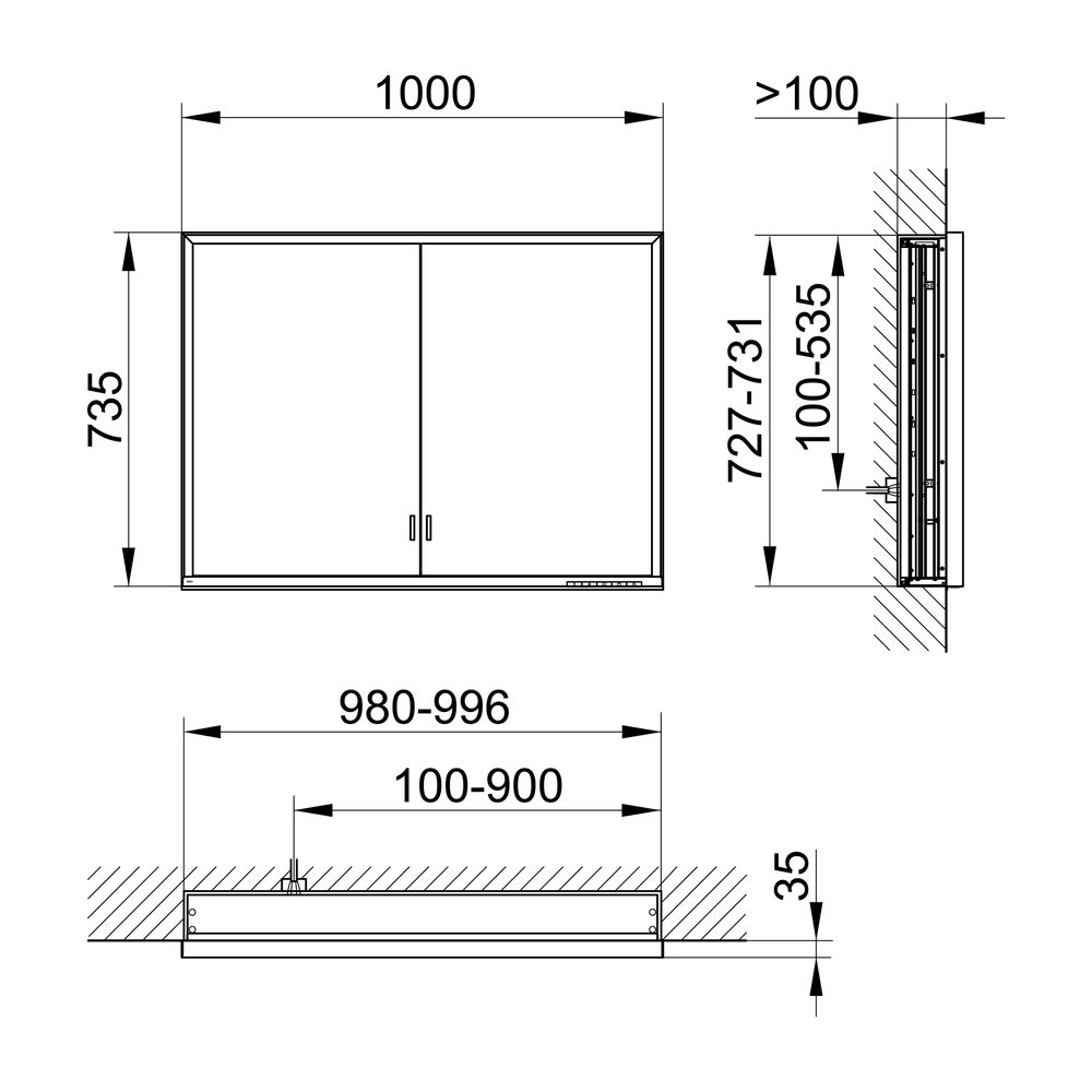 Keuco Royal Lumos Spiegelschrank Wandeinbau 2-türig lange Tür, 1000x735x130mm, Silbe... KEUCO-14334172301 4017214961894 (Abb. 2)