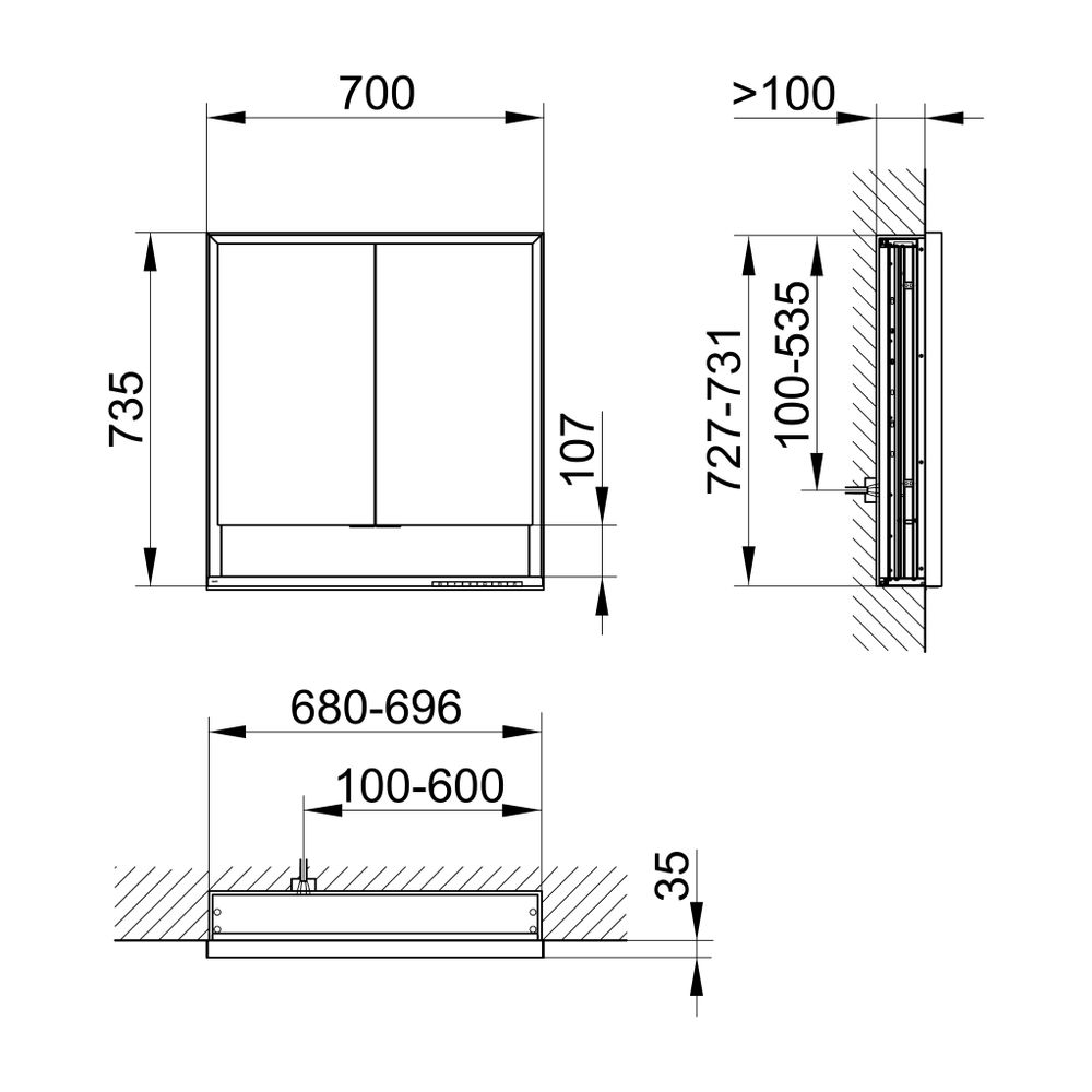 Keuco Royal Lumos Spiegelschrank Wandeinbau 2-türig kurze Tür, mit Spiegelheizung, 7... KEUCO-14337171304 4017214962525 (Abb. 2)