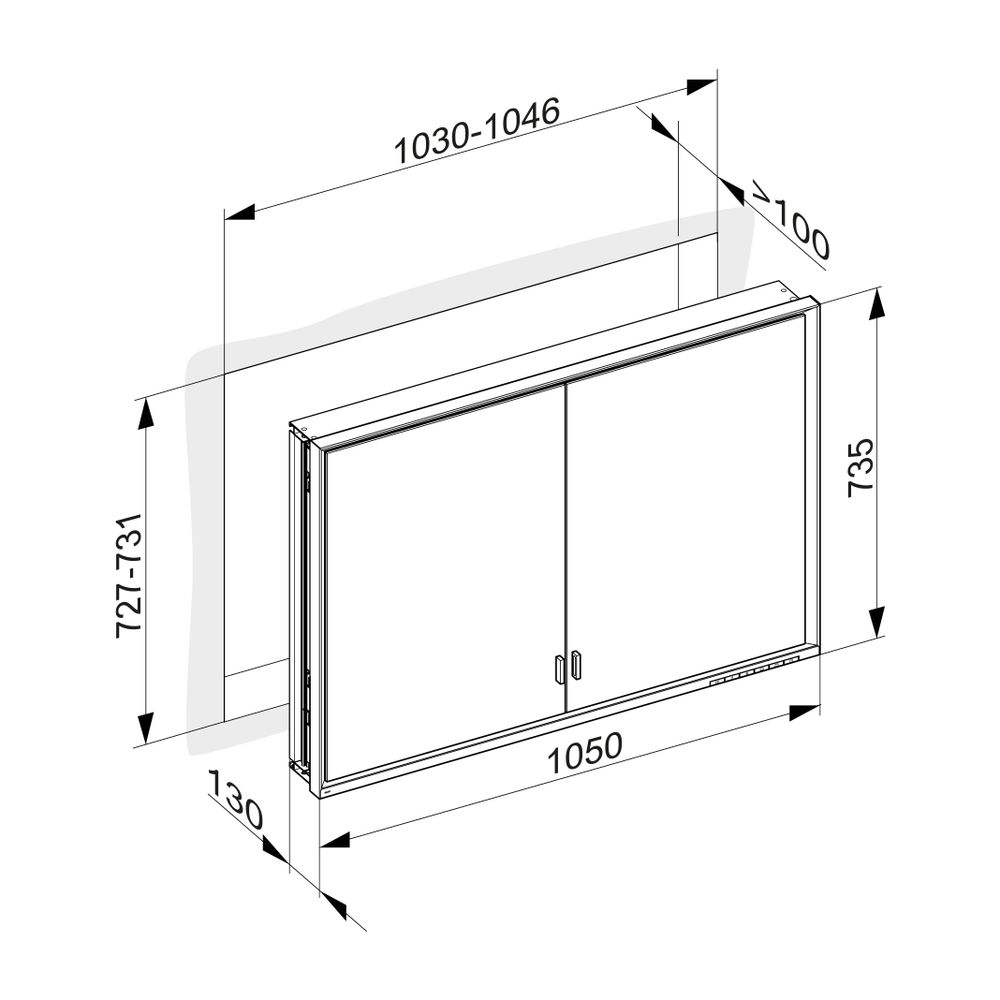 Keuco Royal Lumos Spiegelschrank Wandeinbau 2-türig lange Tür, 1050x735x130mm, Silbe... KEUCO-14338172301 4017214962938 (Abb. 3)