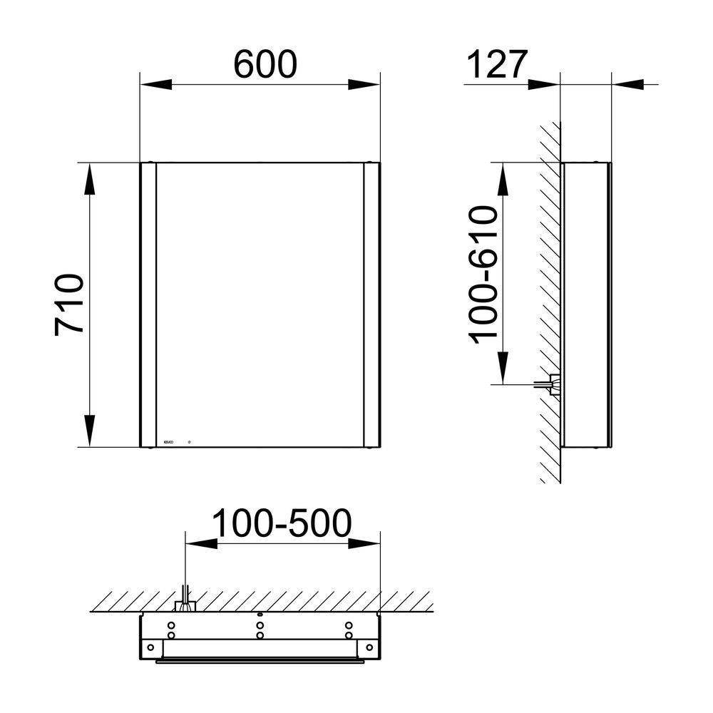 Keuco Somaris Spiegelschrank Wandvorbau 1-türig, Anschlag links, mit 1 Steckdose, 60... KEUCO-14501851200 4017214974115 (Abb. 2)