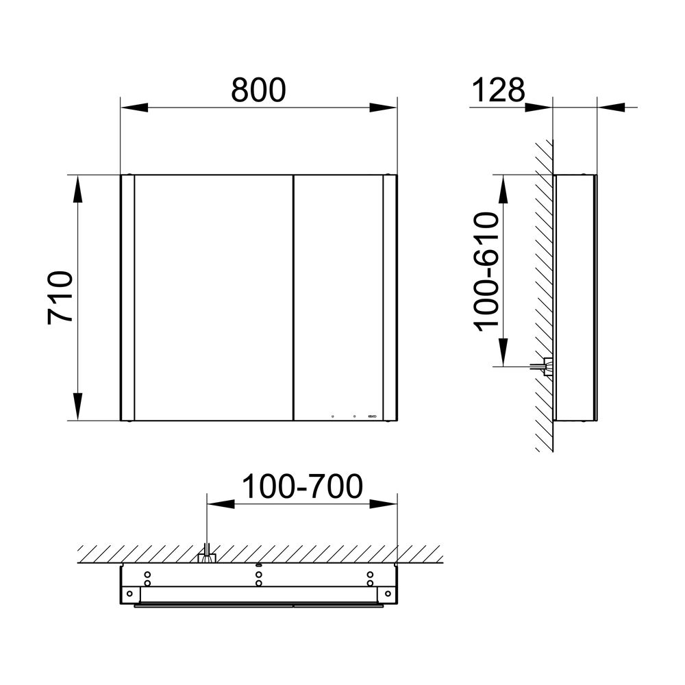 Keuco Somaris Spiegelschrank Wandvorbau 2-türig asymmetrisch, mit Heizung und 1 Stec... KEUCO-14502372201 4017214974306 (Abb. 2)