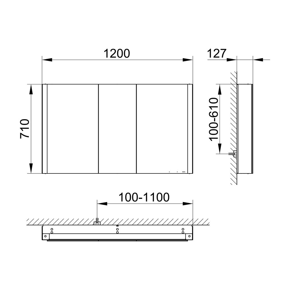 Keuco Somaris Spiegelschrank Wandvorbau 3-türig, mit Spiegelheizung und 2 Steckdosen... KEUCO-14504373101 4017214974580 (Abb. 2)