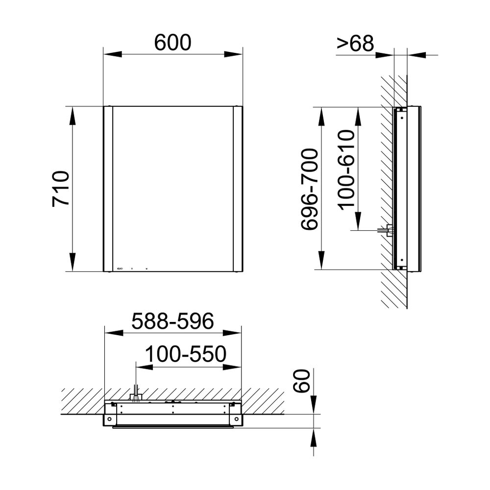 Keuco Somaris Einbau-Spiegelschrank, 1-türig, Anschlag links, 600x710x115mm, mit Spi... KEUCO-14511851201 4017214974665 (Abb. 2)