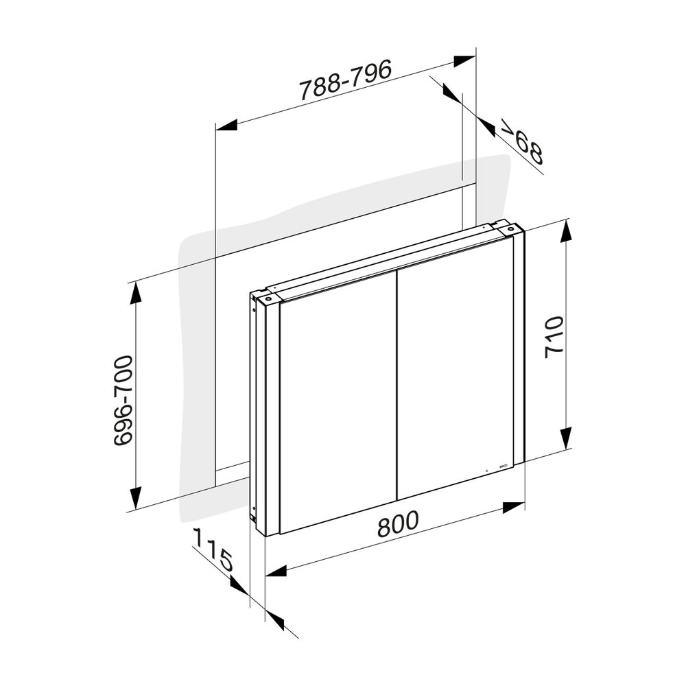 Keuco Somaris Spiegelschrank Wandeinbau 2-türig, mit 1 Steckdose, 800x710x115mm, Sch... KEUCO-14512372100 4017214974856 (Abb. 3)