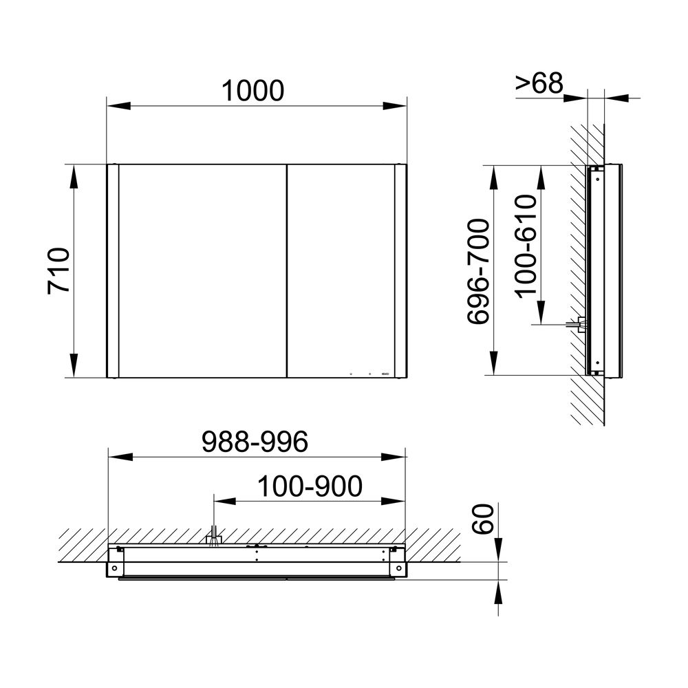 Keuco Somaris Einbau-Spiegelschrank, 2-türig asymmetrisch, 1000x710x115mm, mit Spieg... KEUCO-14513852201 4017214974986 (Abb. 2)