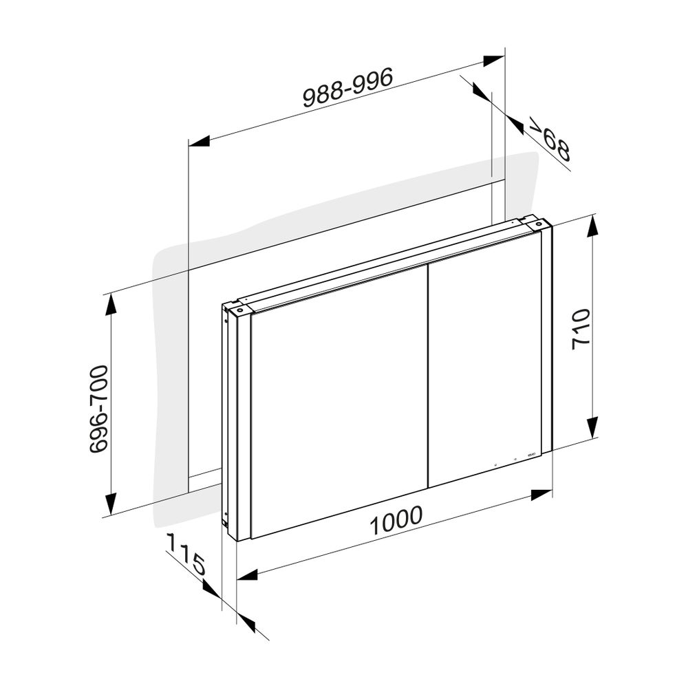 Keuco Somaris Einbau-Spiegelschrank, 2-türig asymmetrisch, 1000x710x115mm, mit Spieg... KEUCO-14513852201 4017214974986 (Abb. 3)