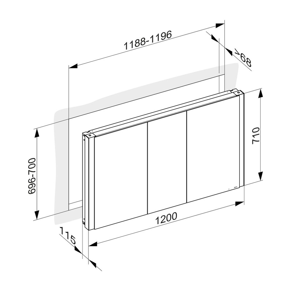 Keuco Somaris Spiegelschrank Wandeinbau 3-türig, mit 2 Steckdosen, 1200x710x115mm, W... KEUCO-14514513100 4017214975198 (Abb. 3)