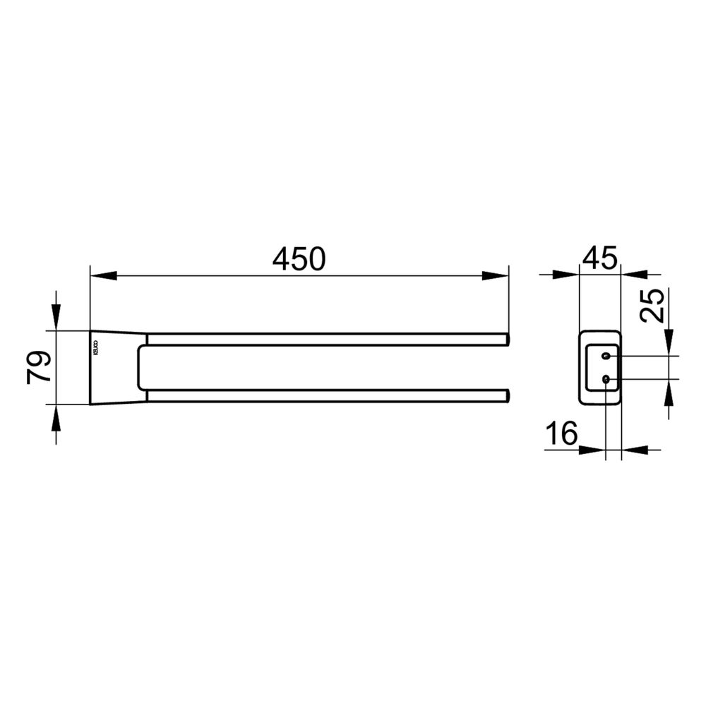 Keuco Aveno Handtuchhalter 2-armig, 450mm, starr, mit Befestigungsset, Verchromt, 14... KEUCO-14618010000 4017214230679 (Abb. 2)