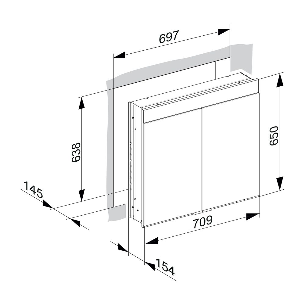 KEUCO Spiegelschrank Edition 400 21501, DALI, Wandeinbau, 710 x 650 x 154 mm... KEUCO-21501171303 4017214694822 (Abb. 3)