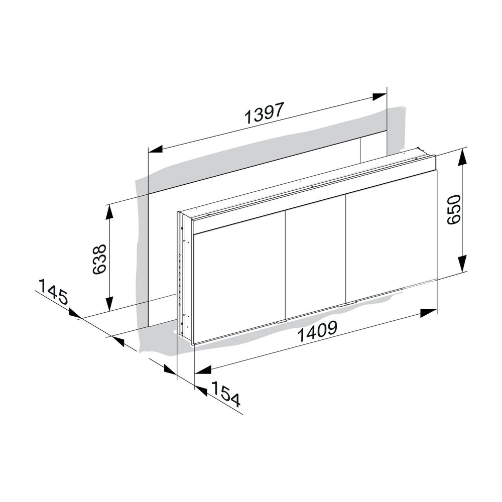 KEUCO Spiegelschrank Edition 400 21503, Wandeinbau, 1410 x 650 x 154 mm... KEUCO-21503171301 4017214512300 (Abb. 3)