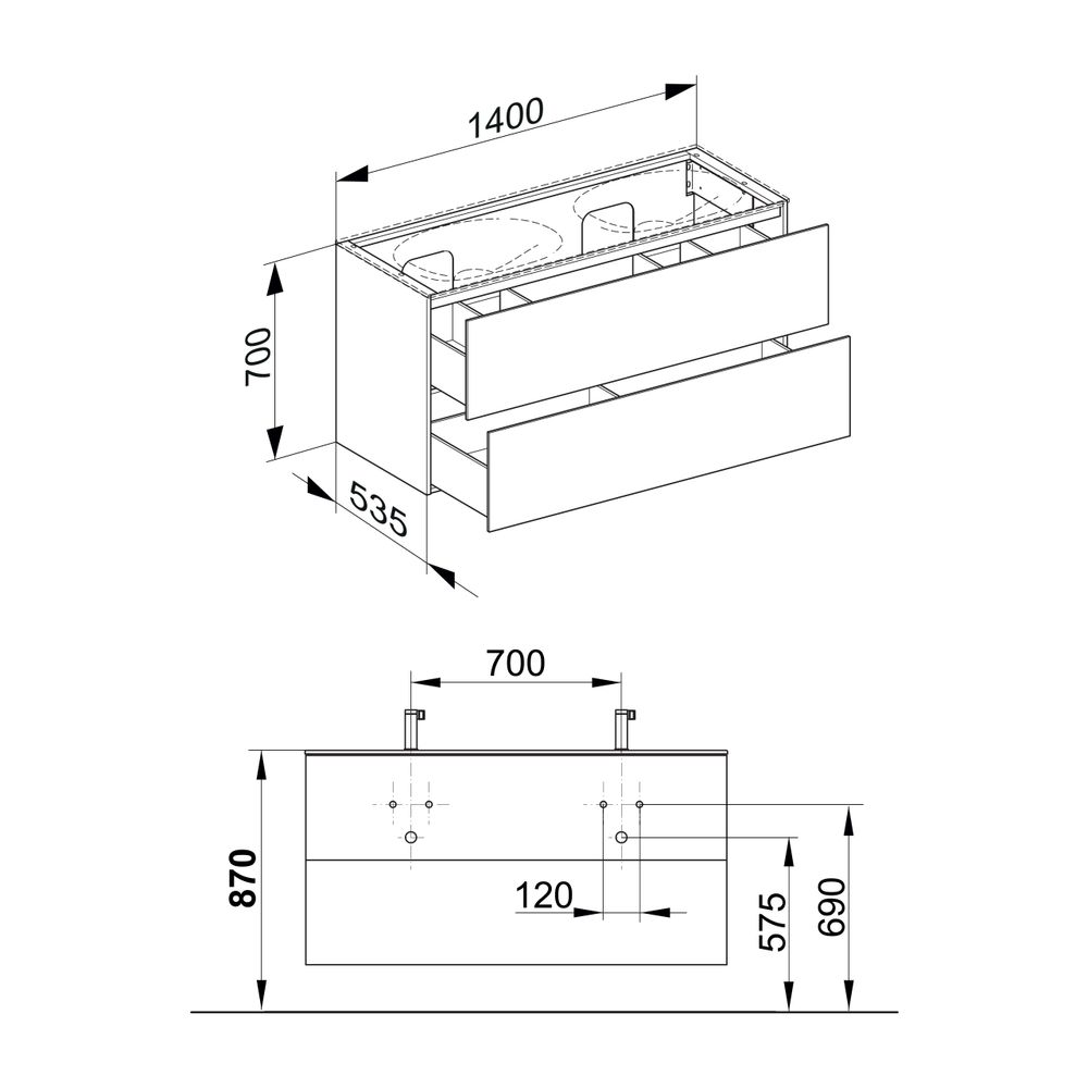 KEUCO Waschtischunterschrank Edition 11 31264, 2 Auszüge, trüffel/Glas trüffel... KEUCO-31264140000 4017214388974 (Abb. 2)