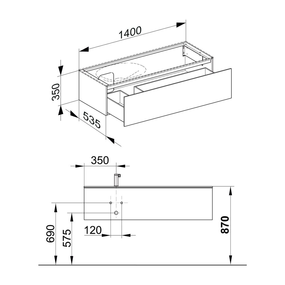 KEUCO Waschtischunterbau Edition 11 31265, 1 Auszug, trüffel/Glas trüffel... KEUCO-31265140000 4017214399994 (Abb. 2)