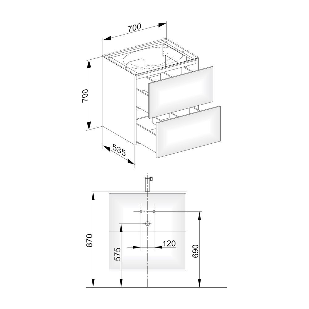 KEUCO Waschtischunterschrank Edition 11 31342, 2 Auszüge, weiß/Glas weiß... KEUCO-31342300000 4017214415939 (Abb. 2)