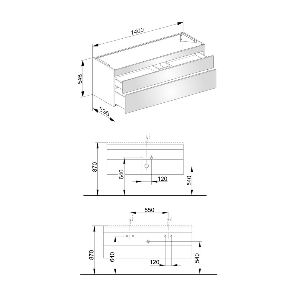 KEUCO Waschtischunterbau Edition 400 31561, 2 Auszüge, weiß/weiß... KEUCO-31561380000 4017214518807 (Abb. 2)