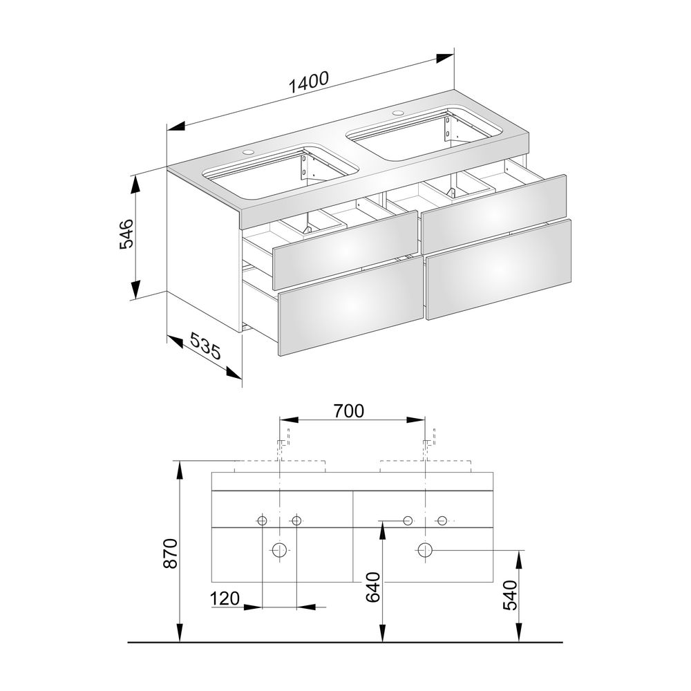 KEUCO Waschtischunterbau Edition 400 31575, Hahnloch, weiß Hochglanz/weiß Hochglanz... KEUCO-31575210100 4017214516421 (Abb. 2)