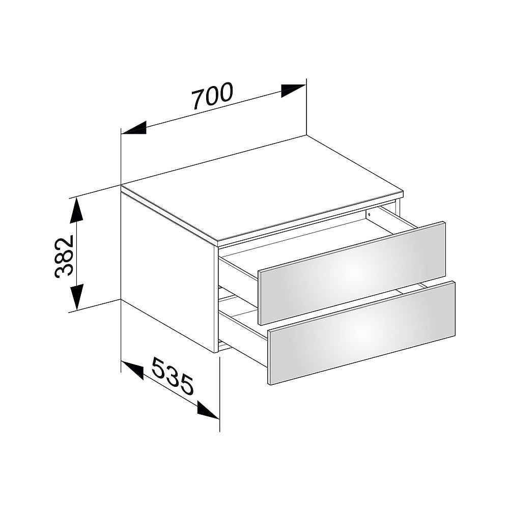 KEUCO Sideboard Edition 400 31742, 2 Auszüge, weiß/Glas trüffel klar... KEUCO-31742720000 4017214522781 (Abb. 2)