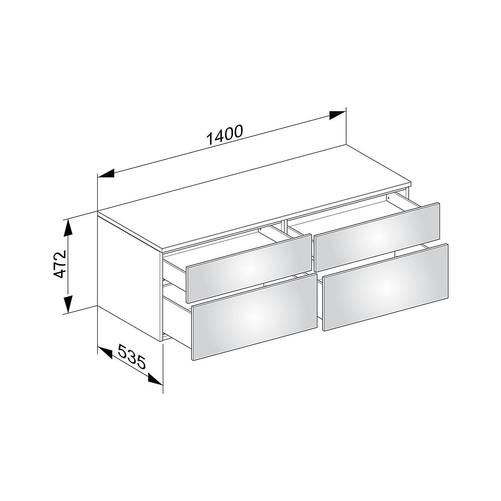 KEUCO Sideboard Edition 400 31767, 4 Auszüge, weiß/Glas weiß klar... KEUCO-31767300000 4017214527243 (Abb. 2)