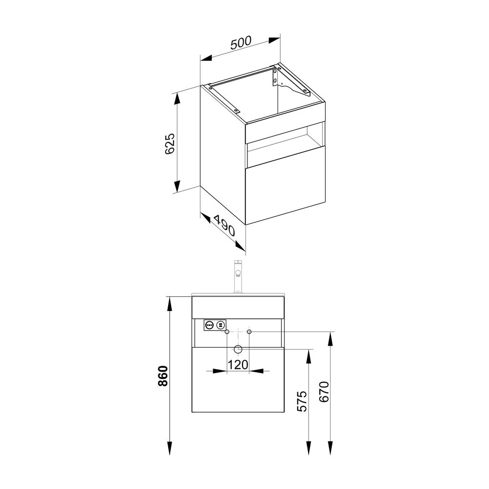 KEUCO Waschtischunterbau, m.Ausz. Stageline 32842 Sd.u.Bel. 500x625x490mm vulk.... KEUCO-32842970100 4017214914487 (Abb. 3)