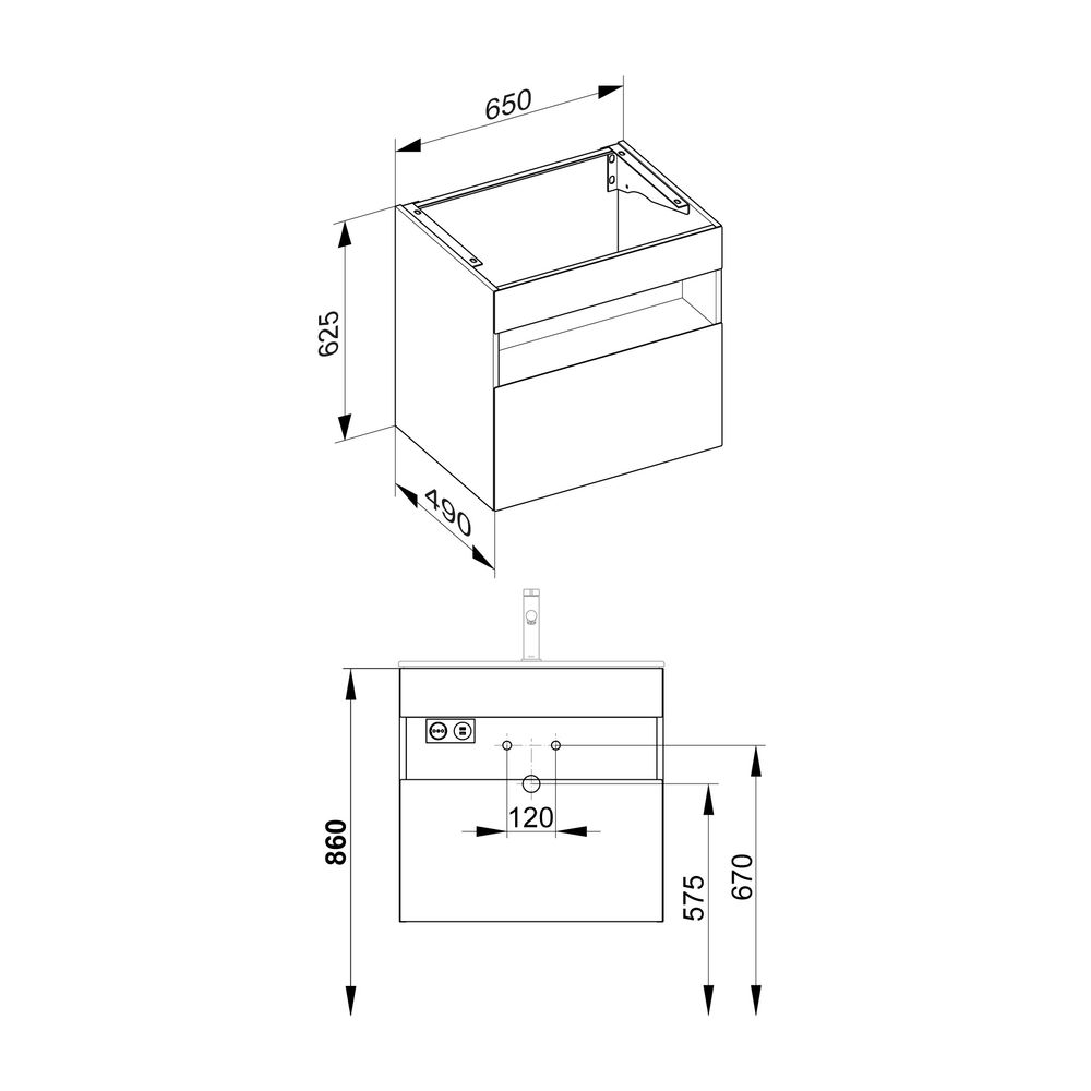 KEUCO Waschtischunterbau m.Ausz. Stageline 32852 Sd.u.Bel. 650x625x490mm cashmere... KEUCO-32852180100 4017214914661 (Abb. 3)