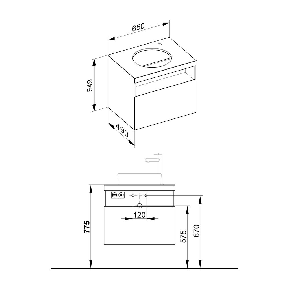 KEUCO Waschtischunterbau m.Ausz. Stageline 32855 Hahnl.re. Sd./Bel. 650x550x490mm we... KEUCO-32855300100 4017214915873 (Abb. 2)