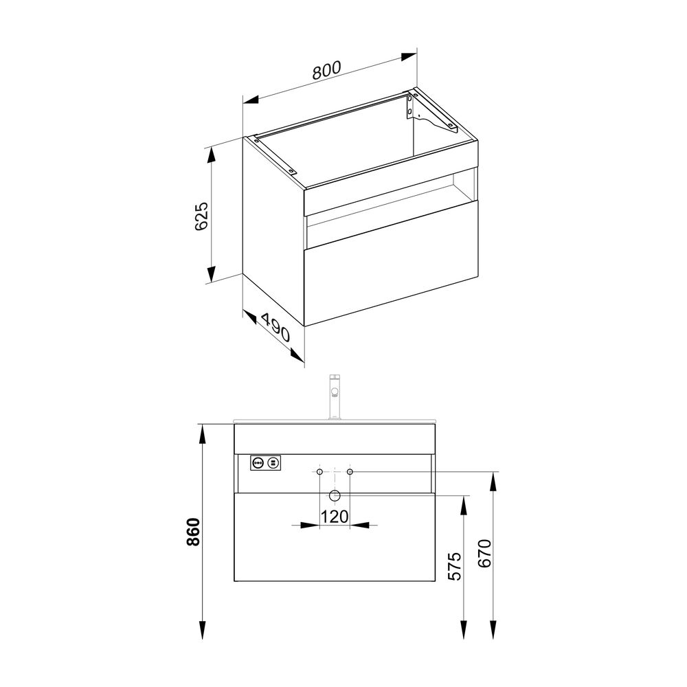 KEUCO Waschtischunterbau m.Ausz. Stageline 32862 Sd.u.Bel. 800x625x490mm vulk.... KEUCO-32862970100 4017214914890 (Abb. 3)