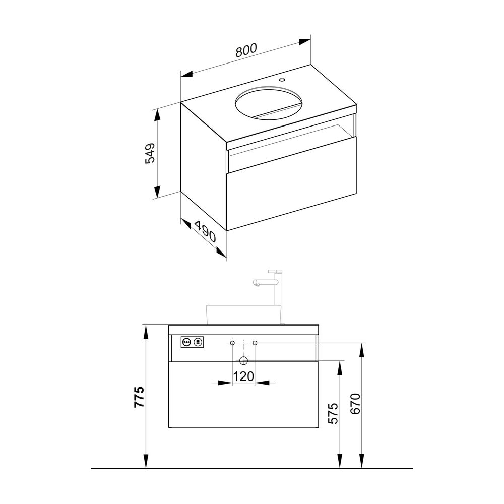 KEUCO Waschtischunterbau m.Ausz. Stageline 32865 Hahnl.re. Sd./Bel. 800x550x490mm vu... KEUCO-32865970100 4017214916641 (Abb. 2)